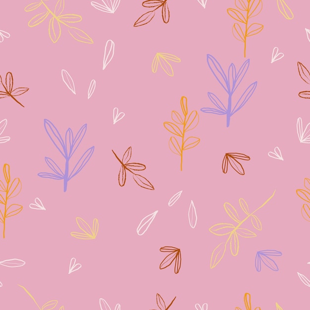 Vector seamless cute hand drawn floral pattern background vector