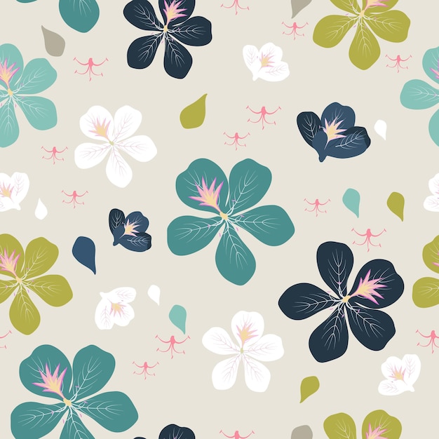 Vector seamless cute hand drawn floral pattern background vector