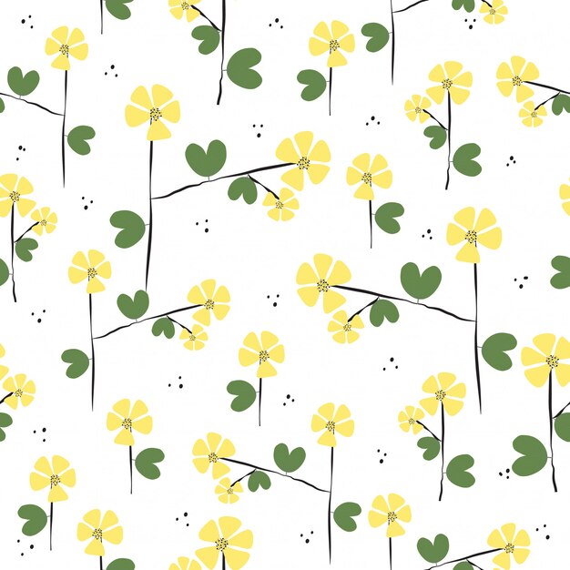 Seamless cute hand drawn flowers pattern