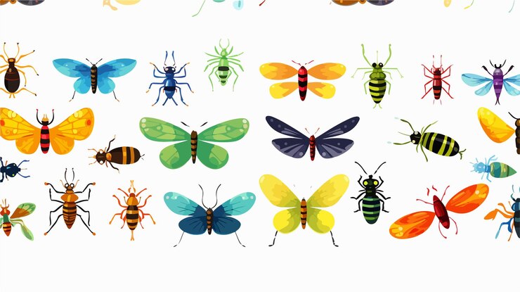 Vector seamless cute insects illustration