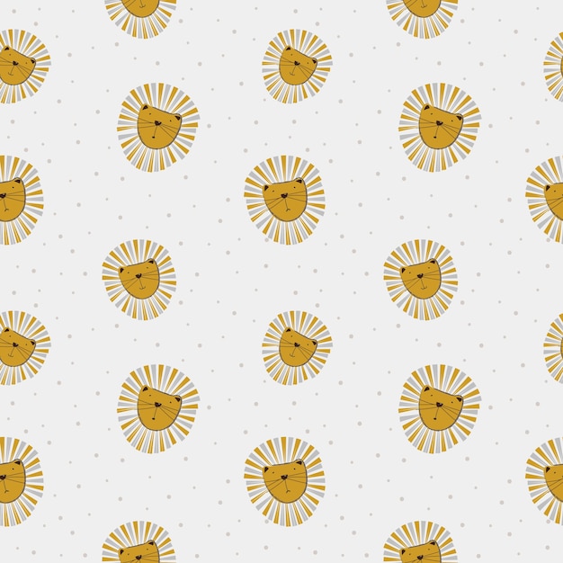 Seamless cute lion cartoon  pattern background