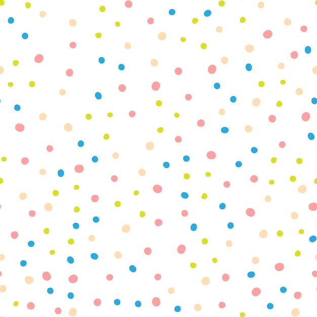 Seamless cute minimalistic childish gentle pattern with multicolored dots in pastel colors