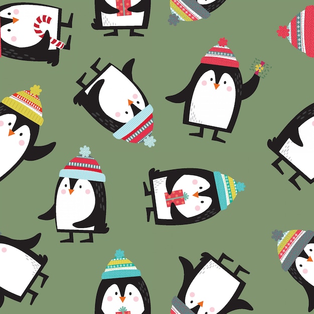 Seamless cute penguin