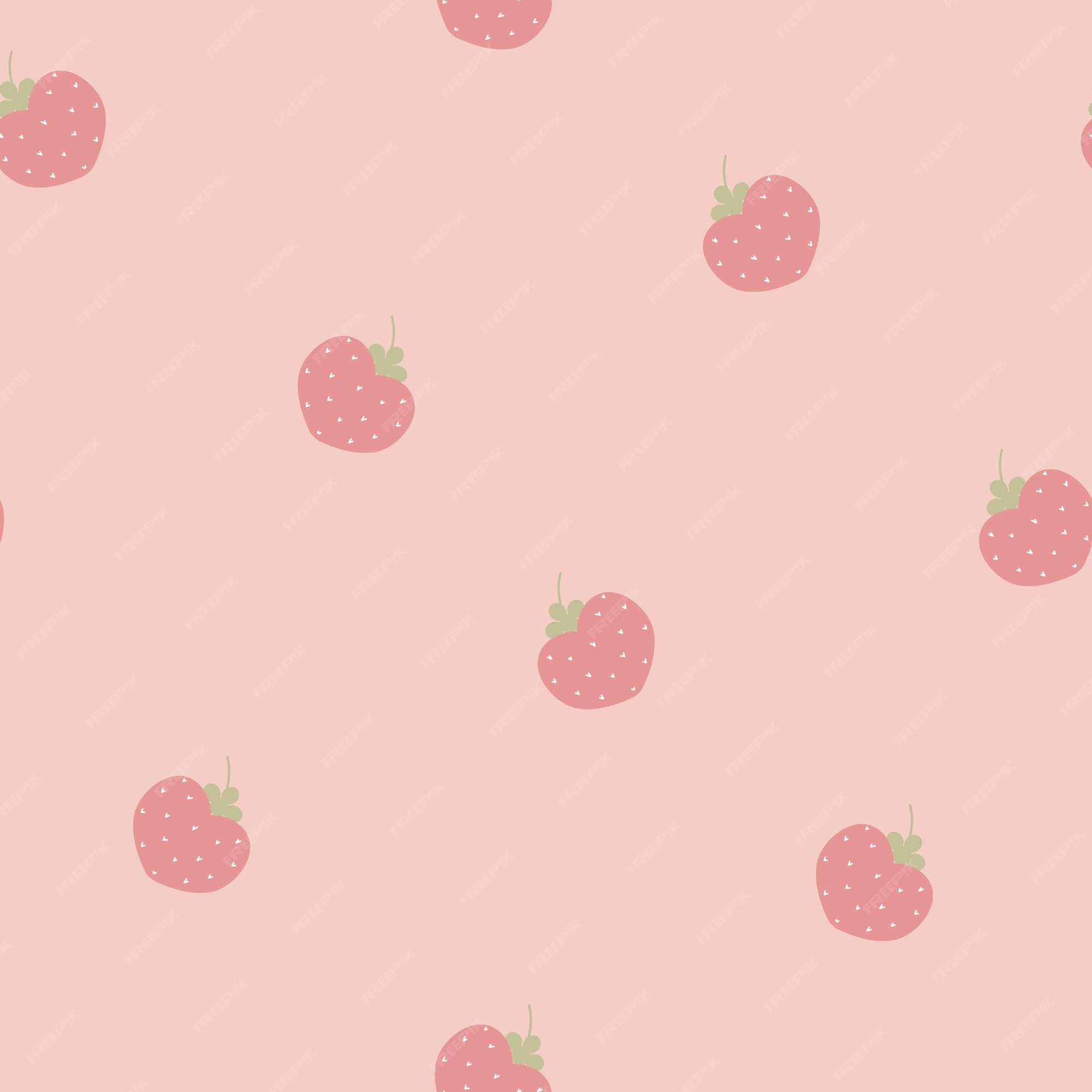 Premium Vector  Cute seamless pattern with strawberry, hearts