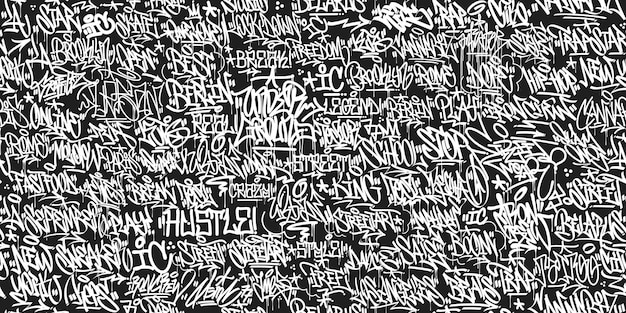 Seamless Dark Abstract Hip Hop Street Art Graffiti Style Urban Calligraphy Vector Illustration