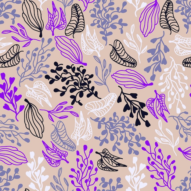 Seamless dark beige pattern with bouquets drawn in a flat style for gift wrapping
