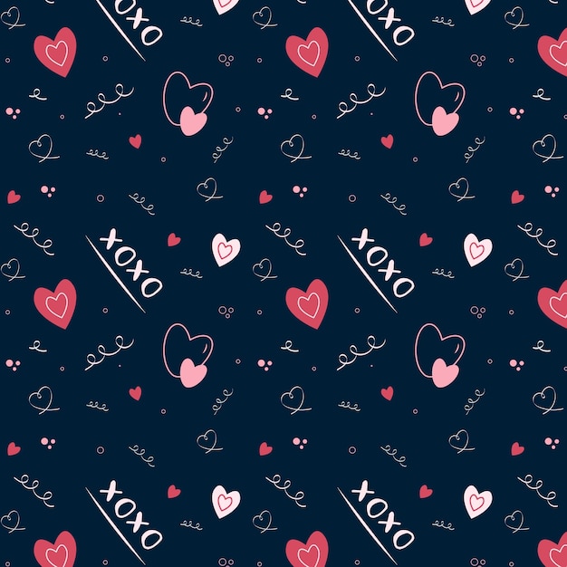 seamless dark blue pattern with hearts