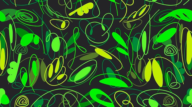 Vector seamless dark green pattern with organic abstract elements vector