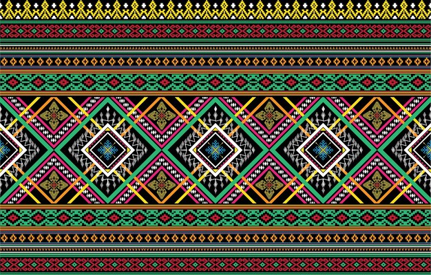 シームレスな装飾的な自由奔放に生きる古代の手描きのエスニックパターン。民族の部族の国境、部族のシームレス