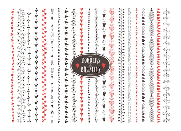 seamless decorative doodle heart paintbrushes.