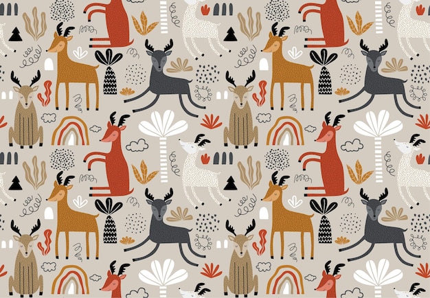 seamless deer pattern