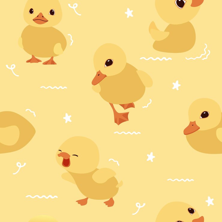 Vector seamless design of cute duck and duckling character cartoon collection