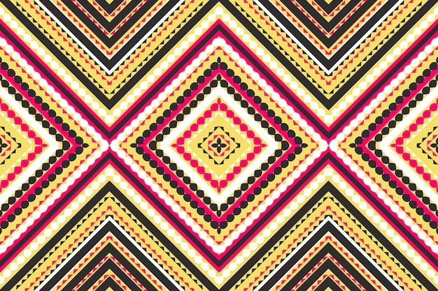 Seamless design pattern traditional geometric zigzag patternblack pink white yellow vector