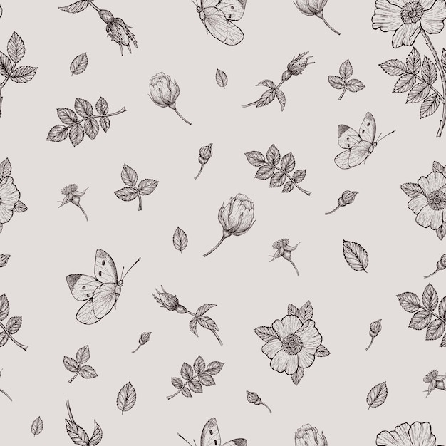 Vector seamless design pattern with roses vintage seamless floral pattern classic luxury wallpaper flower