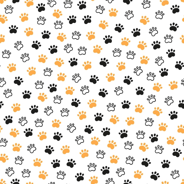 Vector seamless dog pattern with paw prints cat foots texture pattern with doggy pawprints dog texture