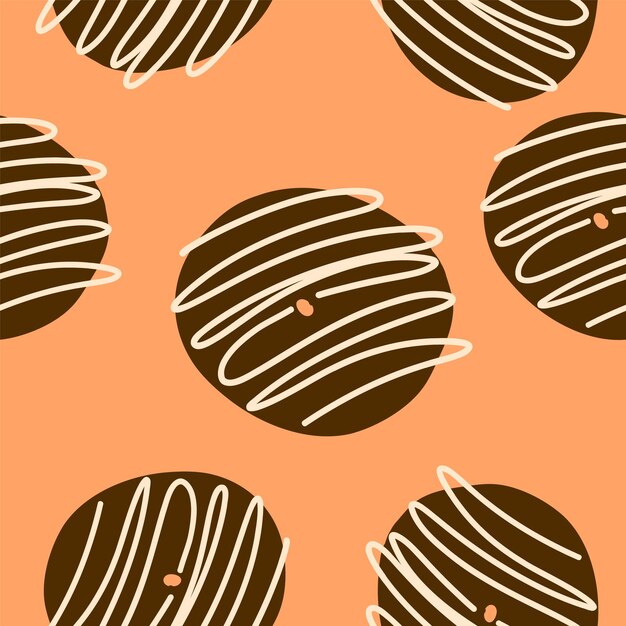 Seamless donuts pattern in cartoon flat style