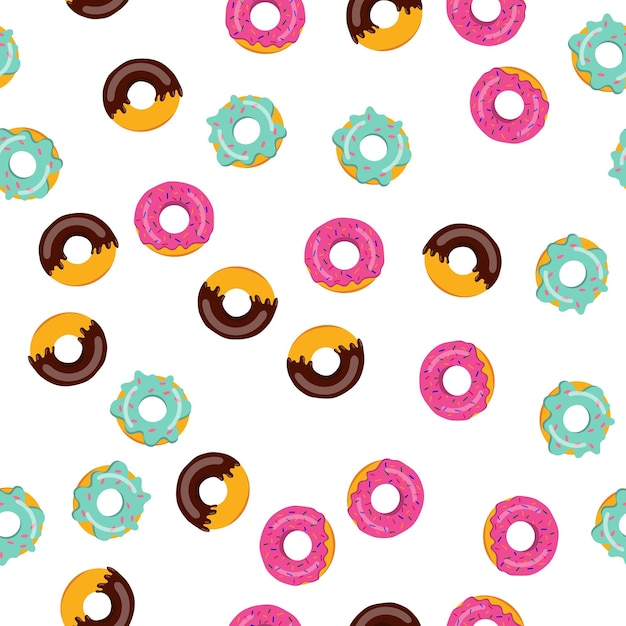 Seamless donuts pattern vector illustration on a white background