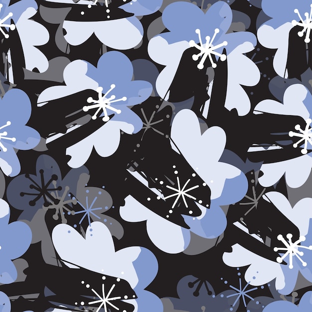 Seamless doodle abstract flowers pattern background greeting card or fabric