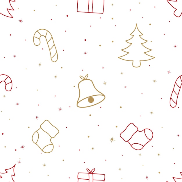Seamless doodle christmas tree pattern with pastel color design
