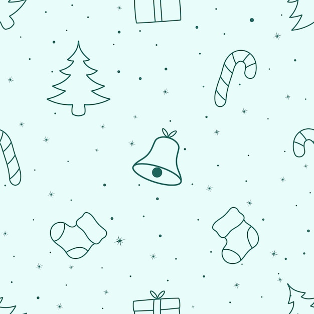 Seamless doodle christmas tree pattern with pastel color design