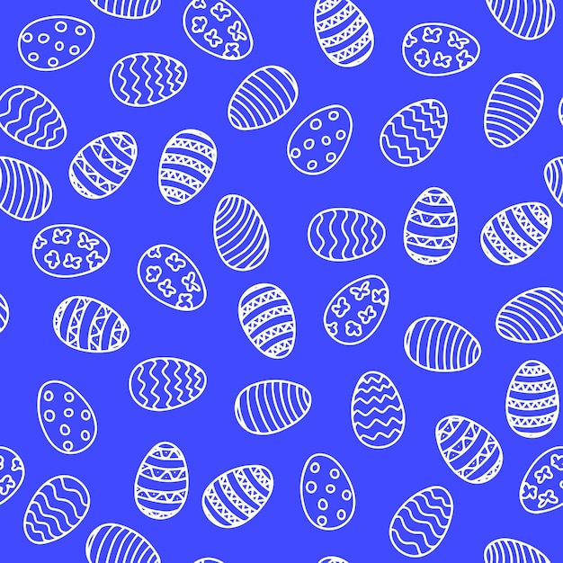 Seamless doodle egg pattern. Minimal Easter background with hand draw eggs. Vector illustration.