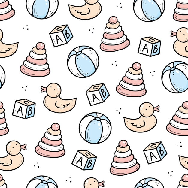 Seamless doodle pattern of baby thing