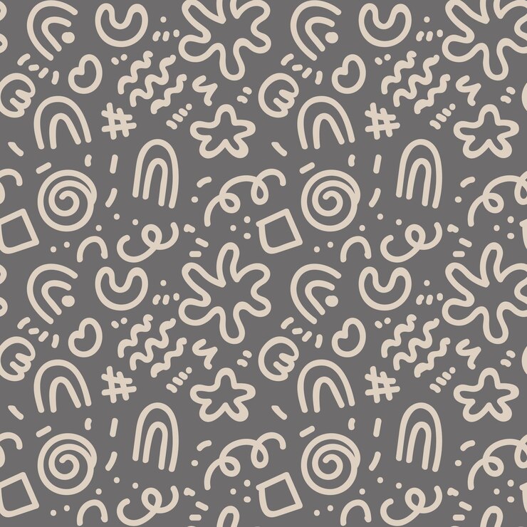 वेक्टर seamless doodle pattern with beige shapes on gray background for wallpapers textiles packaging