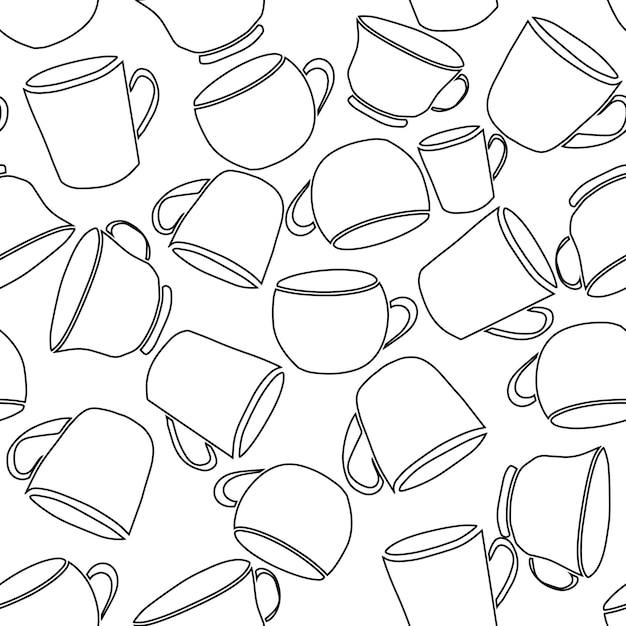 Seamless doodle pattern with cup. Vector illustration.