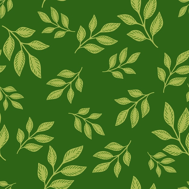 Vector seamless doodle pattern with leaves twigs.