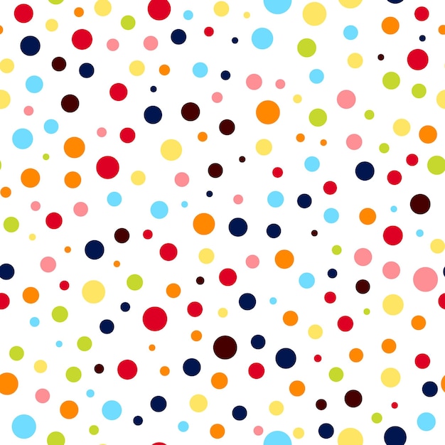 Seamless dot pattern with colorful circles on white background vector