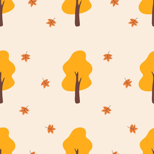 Vector seamless drawing with trees autumn