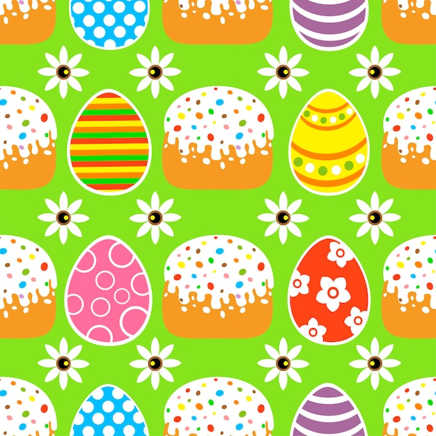 Seamless Easter  background card  with cake green vector