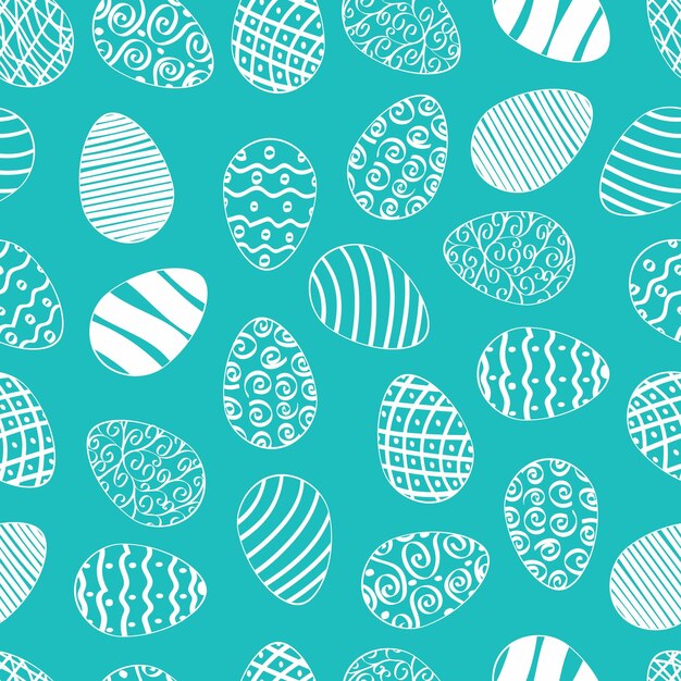 Seamless easter day egg pattern with hand drawn traditional christian white color eggs