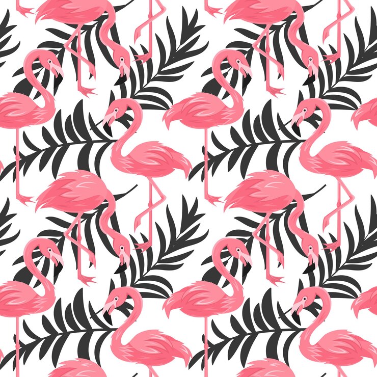 Seamless endless pattern and palm leaves on white background tropical illustration