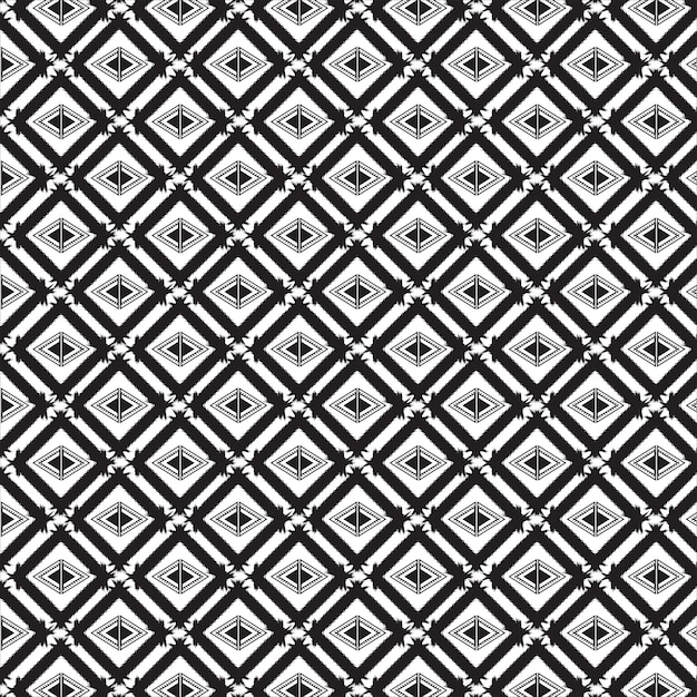 seamless ethnic pattern repeats ikat ogee art floral and geometric elements black and white modern tribal design texture vintage fabric carpet clothing folk Stitch embroidery vector background