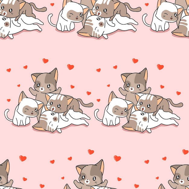 Seamless family cat pattern