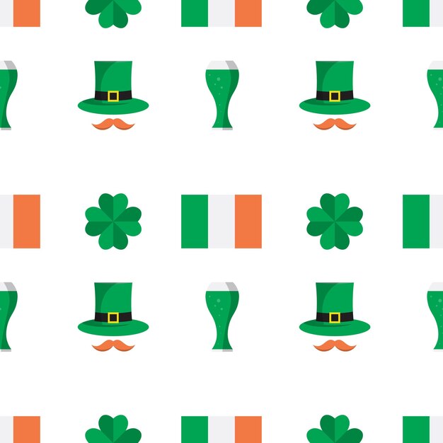 Seamless flat hand drawn st patricks day pattern Vector illustration