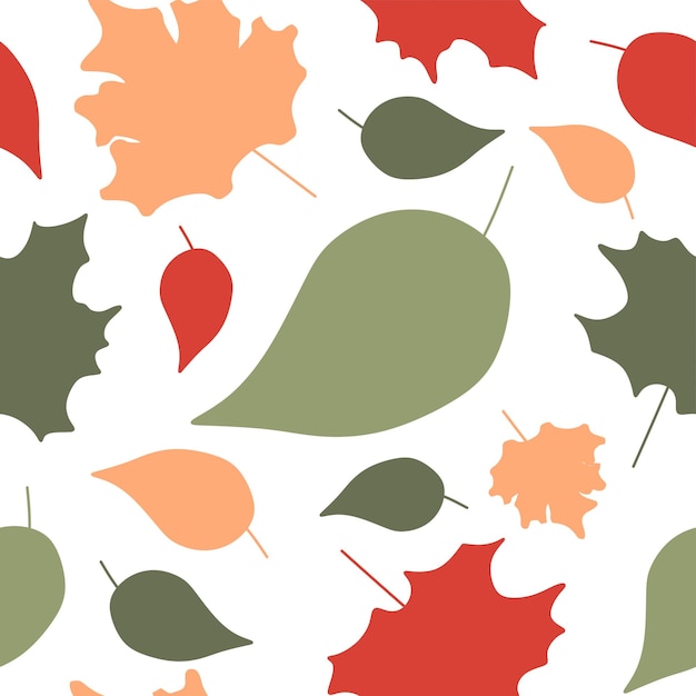 Seamless Flat pattern with Autumn leaves Vector foliage background Color illustration for Textile