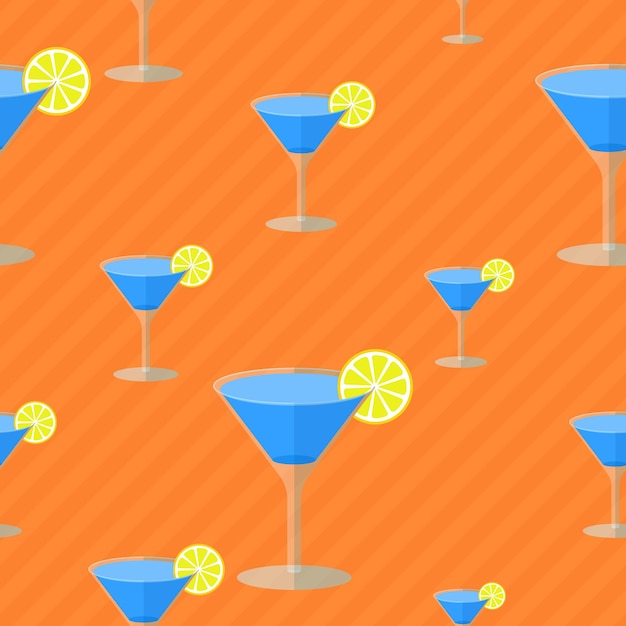Seamless flat pattern with cocktail glasses