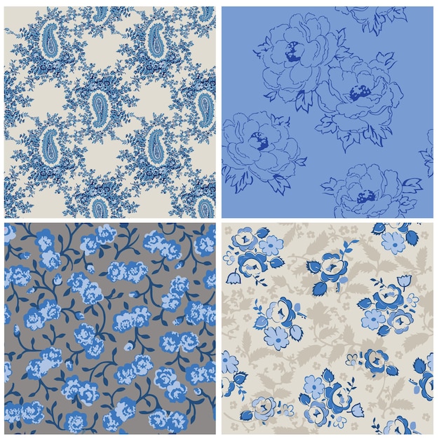 Seamless floral background set