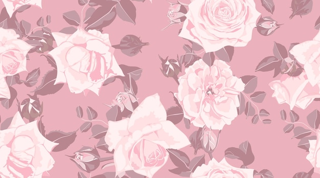 Seamless floral background with watercolor roses