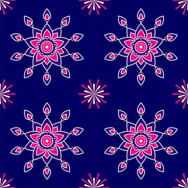 Seamless floral and fireworks pattern background.