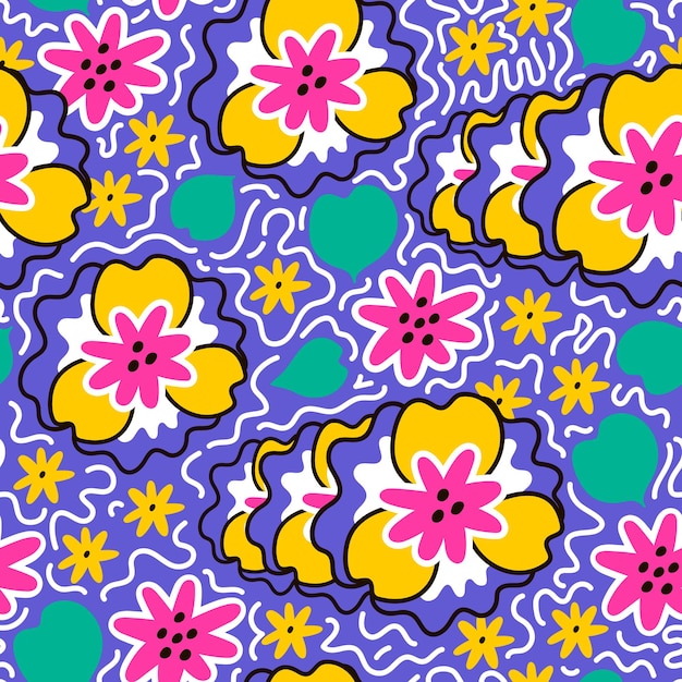 Vector seamless floral pattern in bright colors