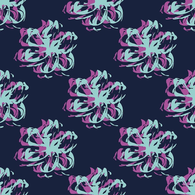 Seamless floral pattern Colored flowers on a dark background