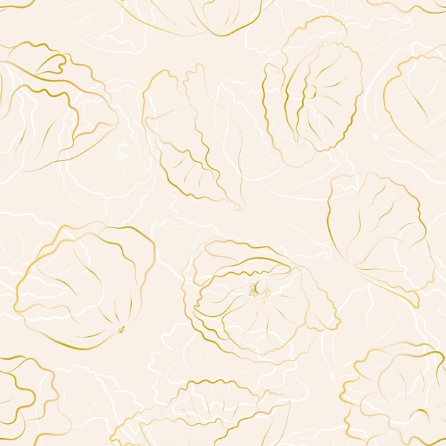 Seamless floral pattern Endless background golden and white flowers Female pattern for fabric