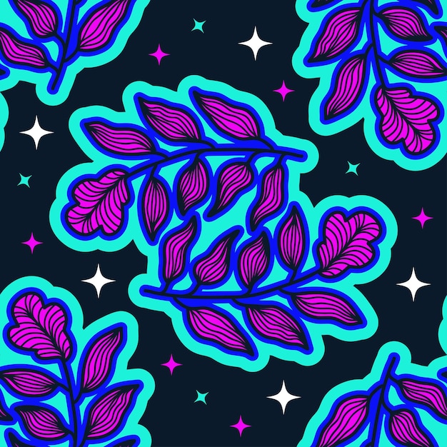 레트로 90년대 스타일의 매끄러운 꽃 패턴 귀여운 식물 현대 패턴 패션 벽지 포장지 배경 인쇄 패브릭 섬유 및 의류에 대한 최신 유행 및 그루비 그래픽
