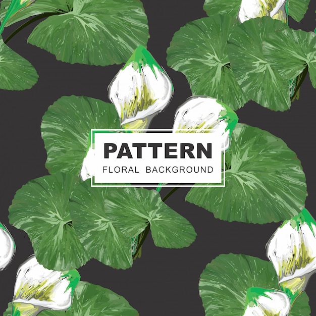 Seamless floral pattern - lillies and leaves