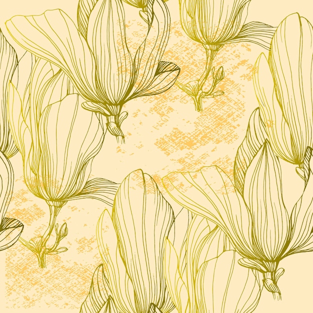 Vector seamless floral pattern magnolia