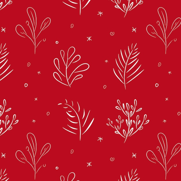 Vector seamless floral pattern on red background