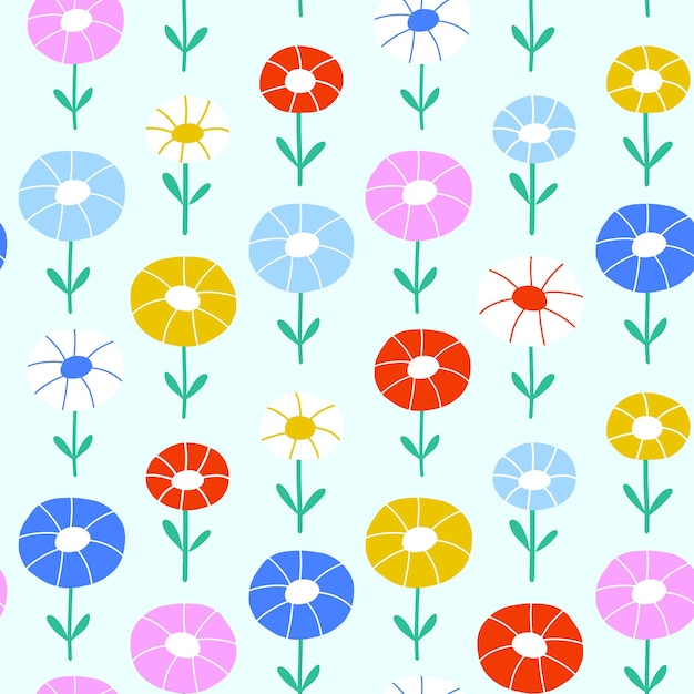 Vettore motivo floreale senza cuciture ripetere il design senza cuciture con fiori e foglie in colori pastello